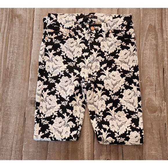 7 For All Mankind Black and White Floral  Pants - Picture 3 of 10